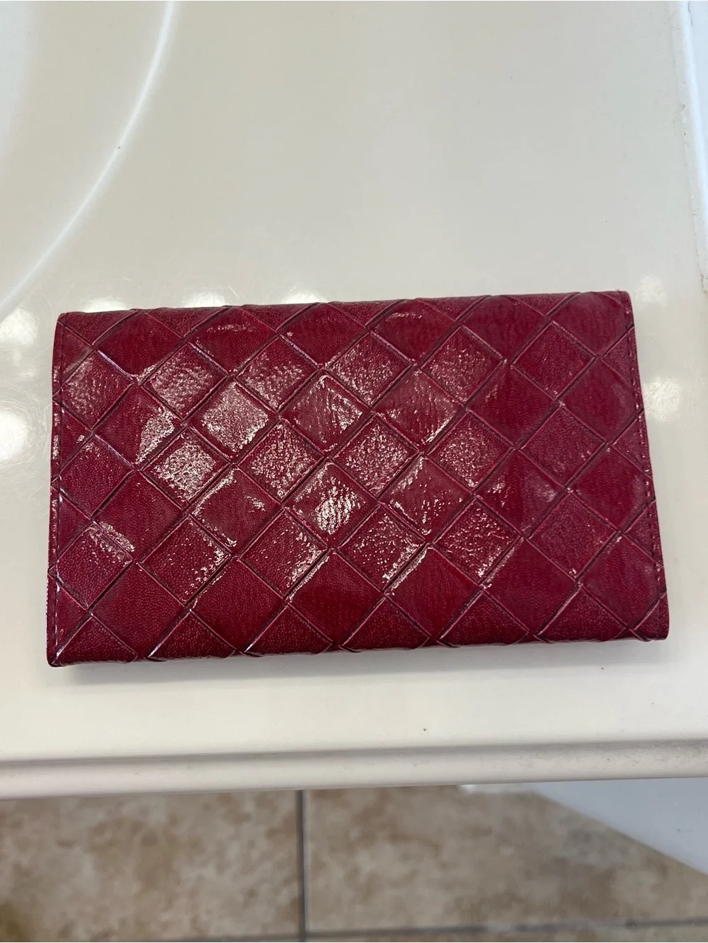 Quilted Red Women's Wallet - Stylish Folding Clutch